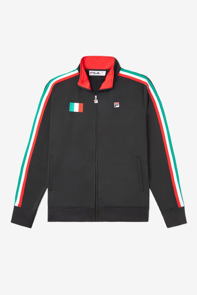 Fila Jacket Mens Black - Italy Track - Philippines 6047215-JI